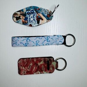 Set of Three Patterned Keychains Sabrina carpenter short and sweet
